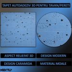 Set 10 x tapet autoadeziv 3D NEXTLY, pentru perete sau tavan, waterproof, ajustabil, adeziv puternic, usor de montat, suprafata acoperire 5.3 mp, 70x77 cm, design modern, albastru stelute, cod 53 - imagine 2