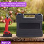 Foarfeca electrica pentru taiat NEXTLY, pentru gradina, vie, copaci, 2 acumulatori inclusi 24V, geanta transport, lame din otel, diametru taiere 25mm, accesorii incluse, rosu - imagine 2