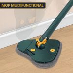 Set mop multifunctional cu 2 lavete NEXTLY pentru suprafete uscate si umede, cap forma de inima rotativ 360° si pliabil 180°, stergator pentru geamuri, podele, pereti, mobila, laveta microfibra lavabila si detasabila, maner 110cm, verde - imagine 2