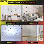 Set 50 x tapet autoadeziv 3D NEXTLY, pentru perete sau tavan, waterproof, ajustabil, adeziv puternic, usor de montat, suprafata acoperire 26.5 mp, 70x77 cm, design modern, negru multicolor, cod J7446-11 - imagine 5