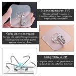 Set 40 x cuier cu adeziv NEXTLY, multifunctional, lipire pe diverse suprafete, adeziv puternic, waterproof, suport cu carlig rotativ 180° din otel inoxidabil, PVC, 5.5x5.5cm, transparent - imagine 5