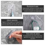 Set 5 x cuier cu adeziv NEXTLY, multifunctional, lipire pe diverse suprafete, adeziv puternic, waterproof, suport cu carlig rotativ 180° din otel inoxidabil, PVC, 5.5x5.5cm, transparent - imagine 6