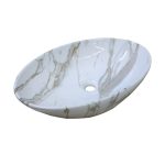 Lavoar ceramic cu montaj pe blat, NEXTLY, ceramica sanitara, design tip marmura, finisaje premium, lucios, design modern, 56x38.5x15 cm, alb cu insertii aurii - imagine 10