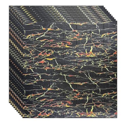 Set 40 x tapet autoadeziv 3D NEXTLY, pentru perete sau tavan, waterproof, ajustabil, adeziv puternic, usor de montat, suprafata acoperire 21.2 mp, 70x77 cm, design modern, negru multicolor, cod J7446-11