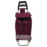 Carucior cumparaturi NEXTLY pentru piata, structura metalica, material rezistent, impermeabil, detasabil, lavabil, 2 roti, usor, 37l, 91x30cm, visiniu - imagine 2