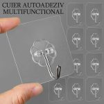 Cuier cu adeziv NEXTLY, multifunctional, lipire pe diverse suprafete, adeziv puternic, waterproof, suport cu carlig rotativ 180° din otel inoxidabil, PVC, 5.5x5.5cm, transparent - imagine 2