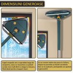 Set mop multifunctional cu 3 lavete NEXTLY pentru suprafete uscate si umede, cap forma de inima rotativ 360° si pliabil 180°, stergator pentru geamuri, podele, pereti, mobila, laveta microfibra lavabila si detasabila, maner 110cm, verde - imagine 11