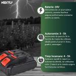 Foarfeca electrica pentru taiat NEXTLY, pentru gradina, vie, copaci, 2 acumulatori inclusi 24V, geanta transport, lame din otel, diametru taiere 25mm, accesorii incluse, rosu - imagine 4