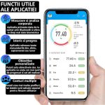 Cantar electronic inteligent cu aplicatie NEXTLY, smart, corporal, afisaj digital iluminat, indicator KG/LB/nivel baterie/temperatura, 17 masuratori corporale, conectivitate bluetooth, design slim, greutate maxima 180kg, baterii incluse, alb - imagine 5
