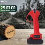 Foarfeca electrica pentru taiat NEXTLY, pentru gradina, vie, copaci, 2 acumulatori inclusi 24V, geanta transport, lame din otel, diametru taiere 25mm, accesorii incluse, rosu - imagine 6