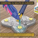 Set mop multifunctional cu 9 lavete NEXTLY pentru suprafete uscate si umede, cap forma de stea rotativ 360° si pliabil 180°, stergator pentru geamuri, podele, pereti, mobila, laveta microfibra lavabila si detasabila, maner 110cm, albastru - imagine 9