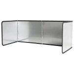 Protectie anti-stropire pentru aragaz si chiuveta NEXTLY, placa pliabila cu 4 panouri din otel inoxidabil, rezistenta la temperaturi ridicate, curatare usoara, 134x30 cm, argintiu