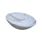 Lavoar ceramic cu montaj pe blat, NEXTLY, ceramica sanitara, design tip marmura, finisaje premium, lucios, design modern, 56x38.5x15 cm, alb cu insertii aurii - imagine 7