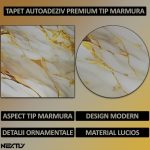 Set 50 x tapet autoadeziv imitatie marmura NEXTLY, waterproof, ajustabil, adeziv puternic, usor de montat, suprafata acoperire 18 mp, 60x60 cm, 2mm grosime 116-13g - imagine 2