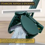 Set mop multifunctional cu 3 lavete NEXTLY pentru suprafete uscate si umede, cap forma de inima rotativ 360° si pliabil 180°, stergator pentru geamuri, podele, pereti, mobila, laveta microfibra lavabila si detasabila, maner 110cm, verde - imagine 9