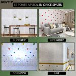 Set 40 x tapet autoadeziv 3D NEXTLY, pentru perete sau tavan, waterproof, ajustabil, adeziv puternic, usor de montat, suprafata acoperire 21.2 mp, 70x77 cm, design modern, crem-verde, cod J7446-5 - imagine 5