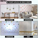 Set 100 x tapet autoadeziv 3D NEXTLY, pentru perete sau tavan, waterproof, ajustabil, suprafata acoperire 53 mp, 70x77 cm, design modern, multicolor, cod 94 - imagine 5