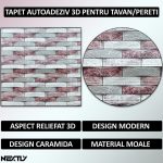 Set 100 x tapet autoadeziv 3D NEXTLY, pentru perete sau tavan, waterproof, ajustabil, suprafata acoperire 53 mp, 70x77 cm, design modern, multicolor, cod 94 - imagine 2