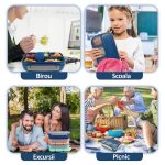 Caserola compartimentata NEXTLY, anti-scurgere, 4 compartimente, loc pentru tacamuri, capac transparent, compatibil cu microunde si masina de spalat vase, material PP, furculita inclusa, 22.5x16x6.5cm, 1300ml, albastru - imagine 7
