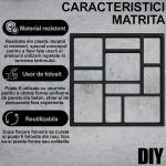 Matrita pavaj din beton NEXTLY, forma reutilizabila pentru turnat ciment pentru gradina/alei/trotuare, plastic durabil, 39x44.5x3.8cm, 21-7 negru - imagine 3