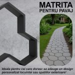 Matrita pavaj din beton NEXTLY, forma reutilizabila pentru turnat ciment pentru gradina/alei/trotuare, plastic durabil, 38x36x4.5cm, 21-17 negru - imagine 2