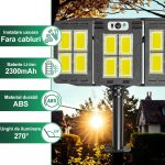 Lampa solara de exterior cu telecomanda NEXTLY, brate reglabile, 480 leduri COB, lumina alb rece, 3 moduri de functionare, senzori de miscare si lumina, stare de veghe, iluminare continua, waterproof, unghi de iluminare 270°, ABS, W786-4, negru - imagine 6