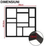 Matrita pavaj din beton NEXTLY, forma reutilizabila pentru turnat ciment pentru gradina/alei/trotuare, plastic durabil, 39x44.5x3.8cm, 21-7 negru - imagine 6