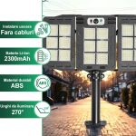 Lampa solara de exterior cu telecomanda NEXTLY, brate reglabile, 450 leduri SMD, lumina alb rece, 3 moduri de functionare, senzori de miscare si lumina, stare de veghe, iluminare continua, waterproof, unghi de iluminare 270°, ABS, W785-6, negru - imagine 6