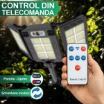 Lampa solara de exterior cu telecomanda NEXTLY, brate reglabile, 450 leduri SMD, lumina alb rece, 3 moduri de functionare, senzori de miscare si lumina, stare de veghe, iluminare continua, waterproof, unghi de iluminare 270°, ABS, W785-6, negru - imagine 5