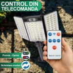 Lampa solara stradala de exterior cu telecomanda NEXTLY, ajustabila, 560 leduri SMD, lumina alb rece, 3 moduri de functionare, senzori de miscare si lumina, stare de veghe, iluminare continua, waterproof, unghi de iluminare 120°, ABS, W787-2, negru - imagine 5