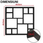 Matrita pavaj din beton NEXTLY, forma reutilizabila pentru turnat ciment pentru gradina/alei/trotuare, plastic durabil, 44.5x44.5x3.8cm, 21-19 negru - imagine 6
