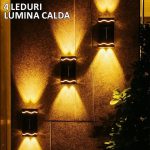 Set 8 x lampa decorativa cu incarcare solara NEXTLY, pentru perete/gard, design modular, senzor de lumina, 4 leduri, lumina calda, rezistenta la apa, 12x6.5cm, m3 negru - imagine 3