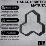 Matrita pavaj din beton NEXTLY, forma reutilizabila pentru turnat ciment pentru gradina/alei/trotuare, plastic durabil, 38x36x4.5cm, 21-17 negru - imagine 3