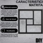 Matrita pavaj din beton NEXTLY, forma reutilizabila pentru turnat ciment pentru gradina/alei/trotuare, plastic durabil, 39.5x39.5x3.8cm, 21-13 negru - imagine 3