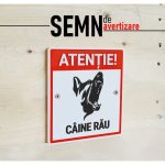 Indicator de avertizare "ATENTIE! CAINE RAU" NEXTLY, semn de atentionare din PETG, imprimare 3D, litere volumetrice, rezistenta la UV/apa/impact, gauri de fixare, 15x14cm, 6mm grosime, alb - imagine 3