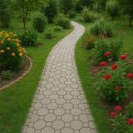 Matrita pavaj din beton NEXTLY, forma reutilizabila pentru turnat ciment pentru gradina/alei/trotuare, plastic durabil, 49x49x4.3cm, 21-11 negru - imagine 8