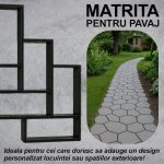 Matrita pavaj din beton NEXTLY, forma reutilizabila pentru turnat ciment pentru gradina/alei/trotuare, plastic durabil, 50.5x40.5x3.8cm, 21-12 negru - imagine 2