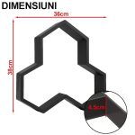 Matrita pavaj din beton NEXTLY, forma reutilizabila pentru turnat ciment pentru gradina/alei/trotuare, plastic durabil, 38x36x4.5cm, 21-17 negru - imagine 5
