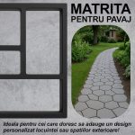 Matrita pavaj din beton NEXTLY, forma reutilizabila pentru turnat ciment pentru gradina/alei/trotuare, plastic durabil, 39.5x39.5x3.8cm, 21-13 negru - imagine 2
