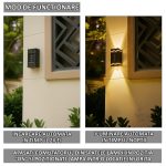 Set 8 x lampa decorativa cu incarcare solara NEXTLY, pentru perete/gard, design modular, senzor de lumina, 4 leduri, lumina calda, rezistenta la apa, 12x6.5cm, m3 negru - imagine 4
