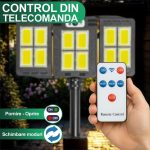 Lampa solara de exterior cu telecomanda NEXTLY, brate reglabile, 480 leduri COB, lumina alb rece, 3 moduri de functionare, senzori de miscare si lumina, stare de veghe, iluminare continua, waterproof, unghi de iluminare 270°, ABS, W786-4, negru - imagine 5