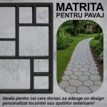 Matrita pavaj din beton NEXTLY, forma reutilizabila pentru turnat ciment pentru gradina/alei/trotuare, plastic durabil, 44.5x44.5x3.8cm, 21-19 negru - imagine 2