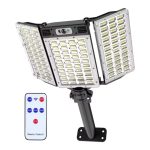 Lampa solara stradala de exterior cu telecomanda NEXTLY, ajustabila, 560 leduri SMD, lumina alb rece, 3 moduri de functionare, senzori de miscare si lumina, stare de veghe, iluminare continua, waterproof, unghi de iluminare 120°, ABS, W787-2, negru