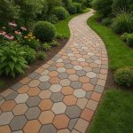 Matrita pavaj din beton NEXTLY, forma reutilizabila pentru turnat ciment pentru gradina/alei/trotuare, plastic durabil, 39x44.5x3.8cm, 21-7 negru - imagine 11