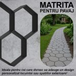 Matrita pavaj din beton NEXTLY, forma reutilizabila pentru turnat ciment pentru gradina/alei/trotuare, plastic durabil, 37x35.5x3.8cm, 21-18 negru - imagine 2