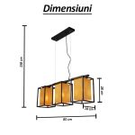 Lustra LED pentru interior NEXTLY, 3 surse de iluminare - soclu E27, IP20, design modern, metal, 85x18x28cm, lungime maxima cu fir 158cm, negru-auriu - imagine 6