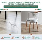 Set 4 protectii picioare scaun/mobila din silicon si pasla NEXTLY, anti-zgarieturi, anti-zgomot, universale, reutilizabile, 3.2x3.2cm, transparent-gri - imagine 2