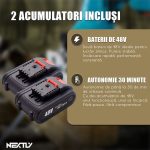 Fierastrau electric tip sabie NEXTLY, 2 acumulatori de 48V, 4 lame, lemn/metal, taiere alternativa, 3000 curse pe minut, 0-100mm capacitate de taiere, cursa de 20mm, tip soricel, negru-albastru - imagine 3