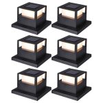 Set 6 x lampa de exterior cu incarcare solara NEXTLY, pentru stalpi/garduri/perete, lumina calda si rece, senzor de lumina, ABS, 15.5x15.5, negru