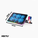 Cooler laptop cu suport de telefon NEXTLY, 6 ventilatoare cu viteza reglabila, ecran LCD, 7 moduri de iluminare RGB, 8 trepte de ajustare, 2 porturi USB, compatibil cu laptop-uri de pana la 18inch, 415x298mm, negru - imagine 11